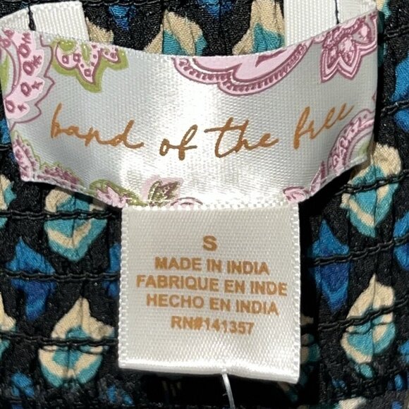 Band of The Free COLETTE TEAL DIAMOND MINI A Line Ruffle SKIRT Women Small New - Picture 6 of 9